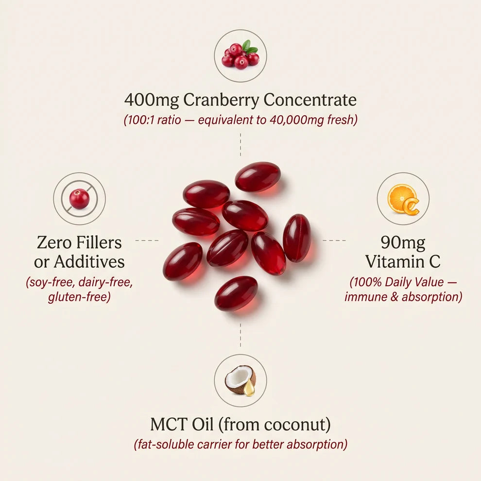 Cranberry Concentrate Softgels (40,000mg) UTI Relief Supplement